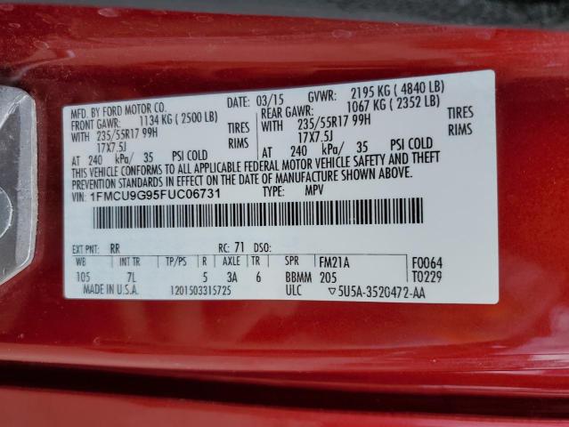 Photo 14 from auction – 2015 FORD ESCAPE SE with VIN 1FMCU9G95FUC06731