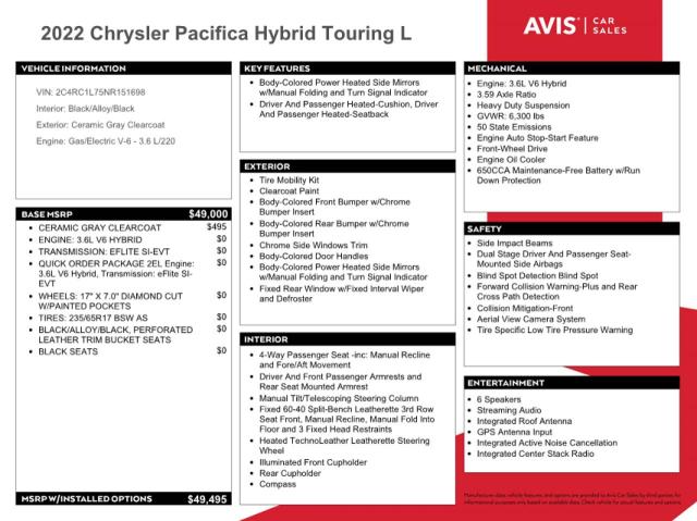 Photo 14 from auction – 2022 CHRYSLER PACIFICA H with VIN 2C4RC1L75NR151698