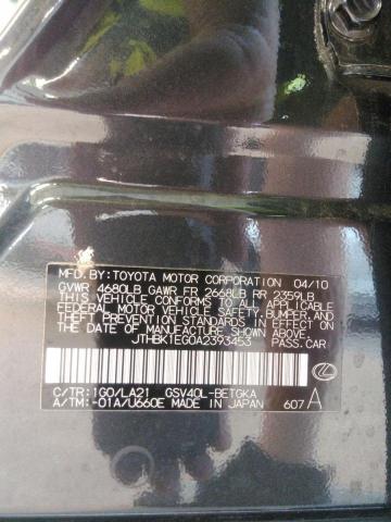 Photo 10 from auction – 2010 LEXUS ES 350 with VIN JTHBK1EG0A2393453