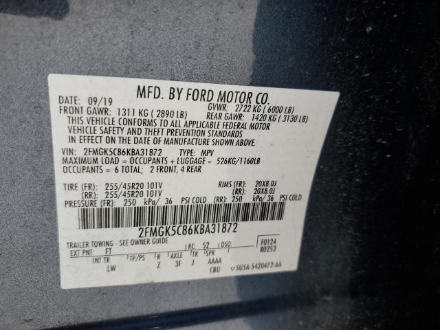 Photo 14 from auction – 2019 FORD FLEX SEL with VIN 2FMGK5C86KBA31872