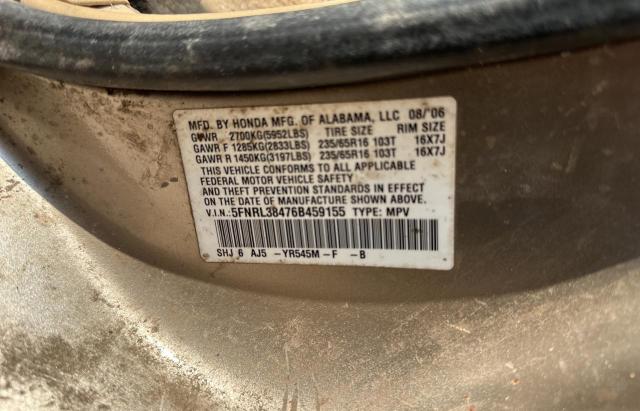 Photo 10 from auction – 2006 HONDA ODYSSEY EX with VIN 5FNRL38476B459155
