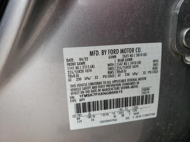 Photo 14 from auction – 2022 FORD EXPLORER L with VIN 1FMSK7FHXNGB06815