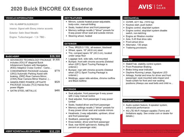 Photo 12 from auction – 2020 BUICK ENCORE GX with VIN KL4MMFSL0LB062291
