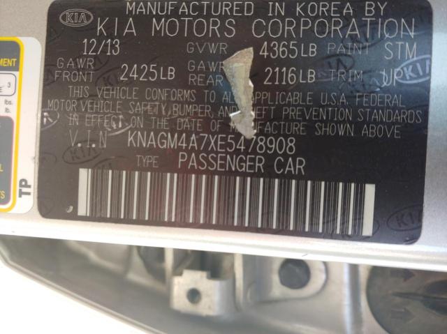 Photo 10 from auction – 2014 KIA OPTIMA LX with VIN KNAGM4A7XE5478908