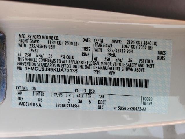 Photo 14 from auction – 2019 FORD ESCAPE TIT with VIN 1FMCU9J99KUA73135