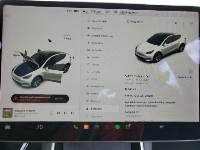 Photo 9 from auction – 2020 TESLA MODEL Y with VIN 5YJYGDEE8LF026281