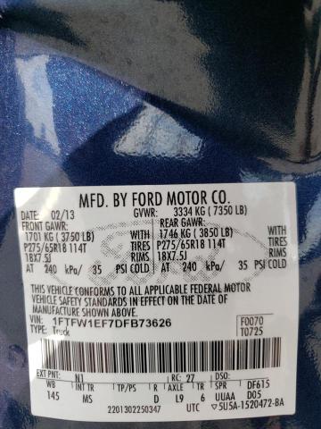 Photo 14 from auction – 2013 FORD F150 SUPER with VIN 1FTFW1EF7DFB73626