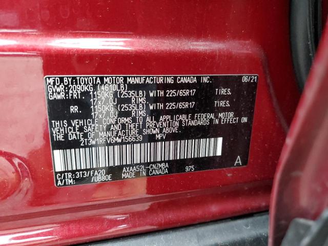 Photo 14 from auction – 2021 TOYOTA RAV4 XLE with VIN 2T3W1RFV6MW156639