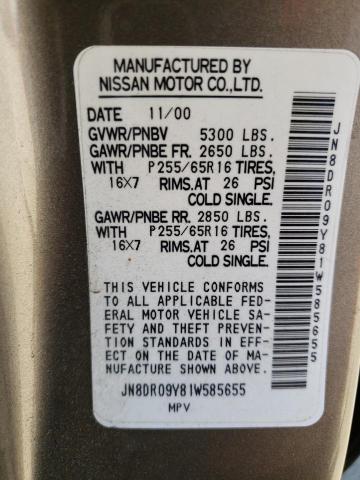 Photo 14 from auction – 2001 NISSAN PATHFINDER with VIN JN8DR09Y81W585655