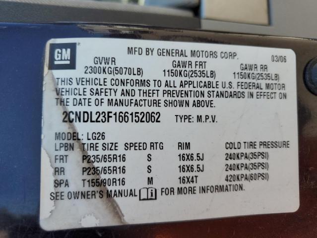 Photo 14 from auction – 2006 CHEVROLET EQUINOX with VIN 2CNDL23F166152062