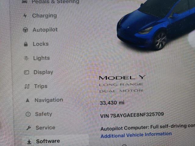 Photo 9 from auction – 2022 TESLA MODEL Y with VIN 7SAYGAEE8NF325709