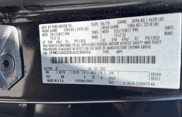 Photo 10 from auction – 2018 FORD ESCAPE SE with VIN 1FMCU0GDXJUC90652