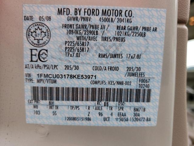 Photo 14 from auction – 2008 FORD ESCAPE XLT with VIN 1FMCU03178KE53971
