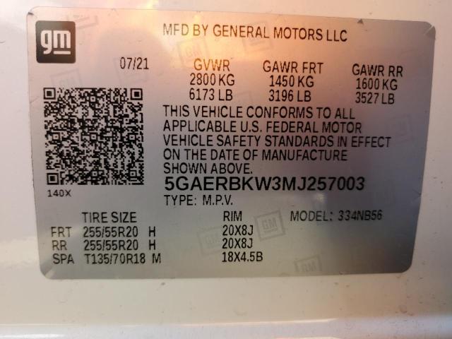 Photo 14 from auction – 2021 BUICK ENCLAVE ES with VIN 5GAERBKW3MJ257003