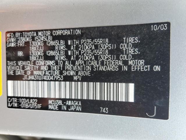 Photo 14 from auction – 2004 LEXUS RX 330 with VIN JTJHA31U740047953