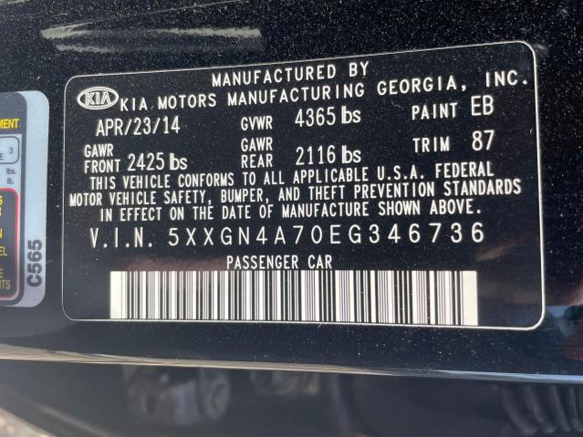 Photo 10 from auction – 2014 KIA OPTIMA EX with VIN 5XXGN4A70EG346736