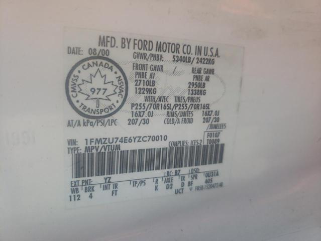Photo 14 from auction – 2000 FORD EXPLORER E with VIN 1FMZU74E6YZC70010