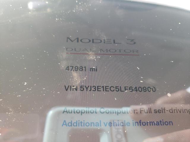 Photo 9 from auction – 2020 TESLA MODEL 3 with VIN 5YJ3E1EC5LF640900