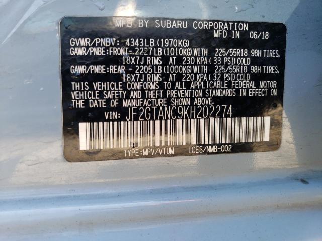 Photo 14 from auction – 2019 SUBARU CROSSTREK with VIN JF2GTANC9KH202274