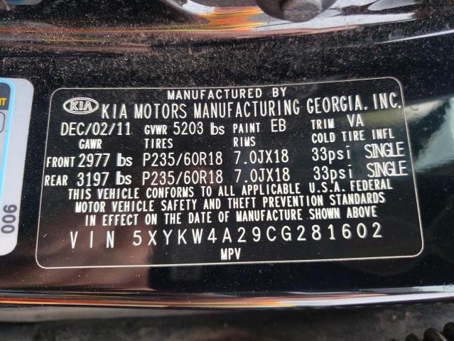 Photo 14 from auction – 2012 KIA SORENTO SX with VIN 5XYKW4A29CG281602