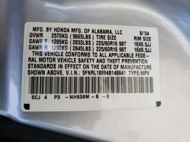Photo 14 from auction – 2004 HONDA ODYSSEY EX with VIN 5FNRL18884B148841