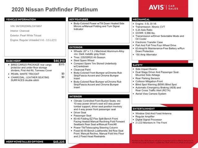 Photo 13 from auction – 2020 NISSAN PATHFINDER with VIN 5N1DR2DM5LC615657