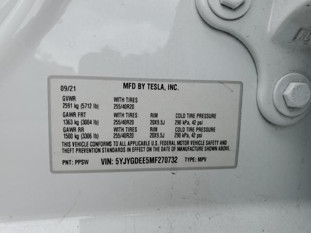 Photo 14 from auction – 2021 TESLA MODEL Y with VIN 5YJYGDEE5MF270732