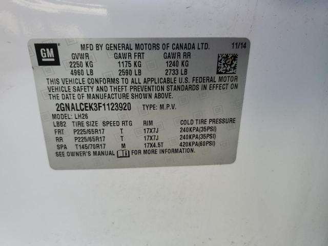 Photo 14 from auction – 2015 CHEVROLET EQUINOX LT with VIN 2GNALCEK3F1123920