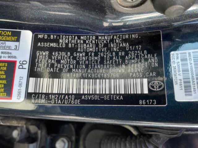 Photo 10 from auction – 2012 TOYOTA CAMRY BASE with VIN 4T4BF1FK9CR185766