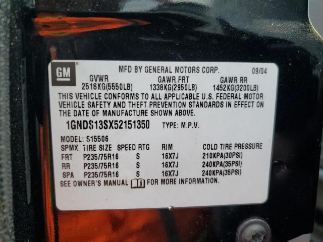 Photo 14 from auction – 2005 CHEVROLET TRAILBLAZE with VIN 1GNDS13SX52151350