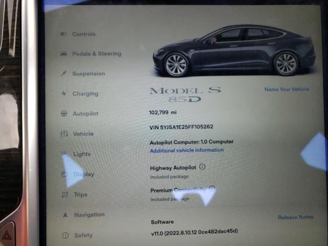 Photo 9 from auction – 2015 TESLA MODEL S with VIN 5YJSA1E25FF105262