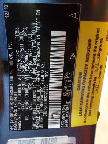 Photo 14 from auction – 2013 TOYOTA SIENNA XLE with VIN 5TDYK3DC8DS320219