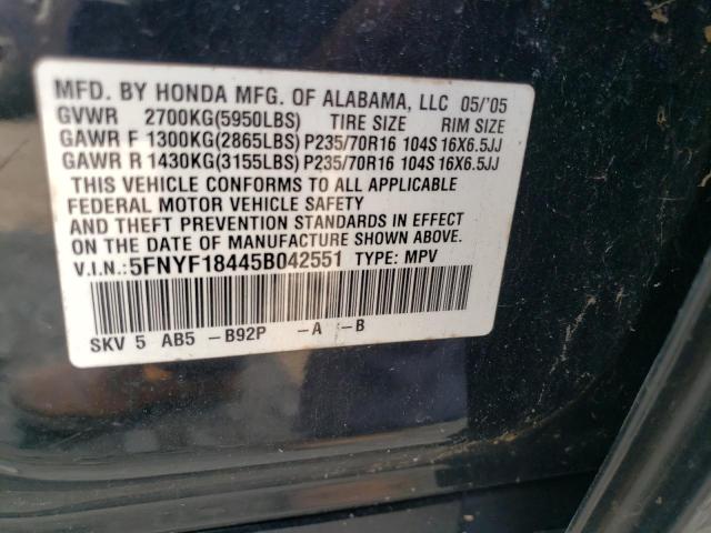 Photo 14 from auction – 2005 HONDA PILOT EX with VIN 5FNYF18445B042551