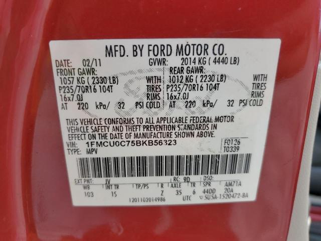 Photo 14 from auction – 2011 FORD ESCAPE XLS with VIN 1FMCU0C75BKB56323