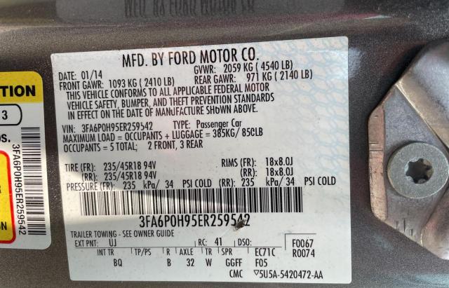 Photo 10 from auction – 2014 FORD FUSION SE with VIN 3FA6P0H95ER259542