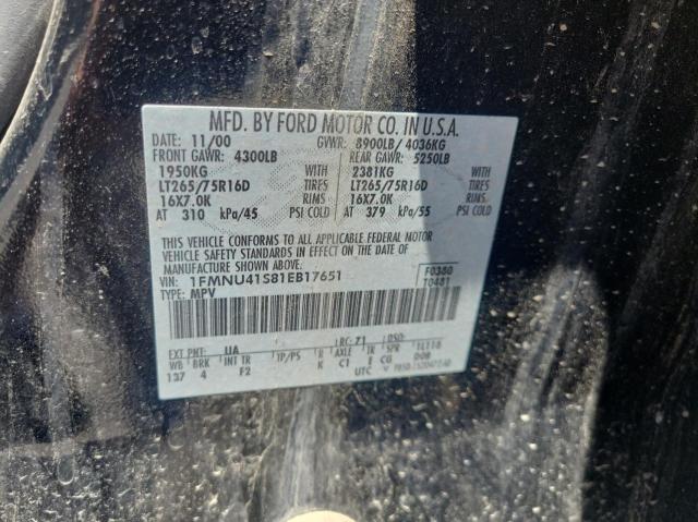 Photo 10 from auction – 2001 FORD EXCURSION with VIN 1FMNU41S81EB17651