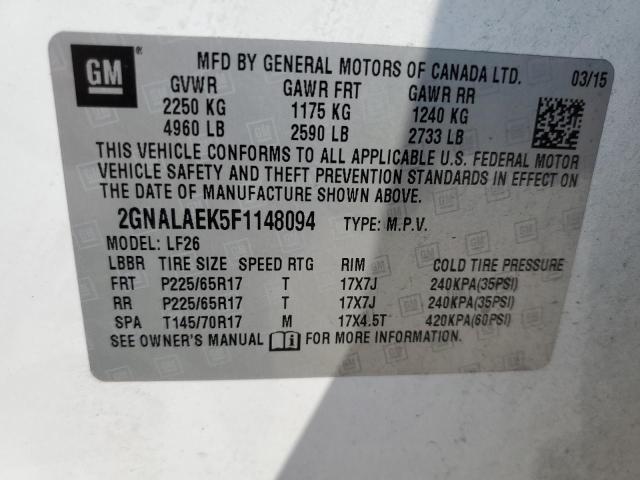 Photo 14 from auction – 2015 CHEVROLET EQUINOX LS with VIN 2GNALAEK5F1148094