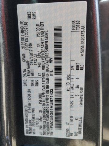 Photo 14 from auction – 2017 FORD ESCAPE SE with VIN 1FMCU9G91HUB71432