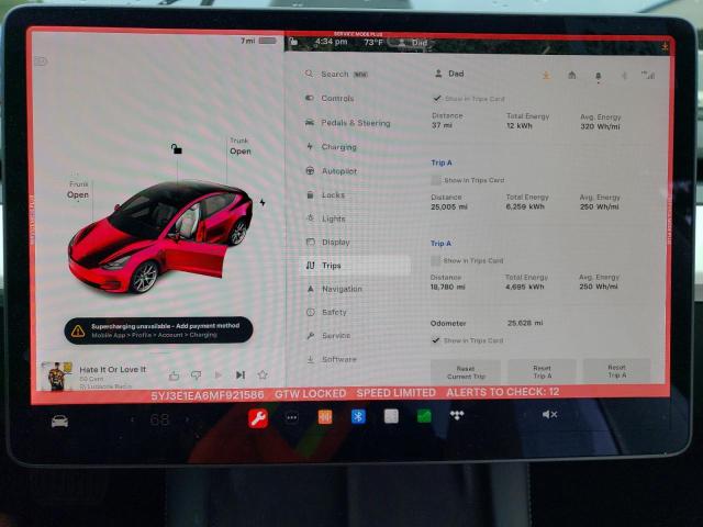 Photo 9 from auction – 2021 TESLA MODEL 3 with VIN 5YJ3E1EA6MF921586
