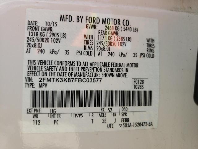 Photo 14 from auction – 2015 FORD EDGE TITAN with VIN 2FMTK3K87FBC03577
