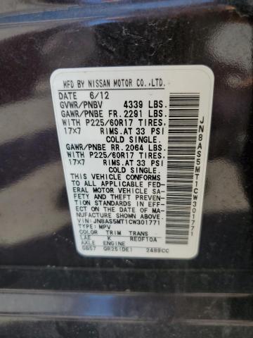 Photo 14 from auction – 2012 NISSAN ROGUE S with VIN JN8AS5MT1CW301771