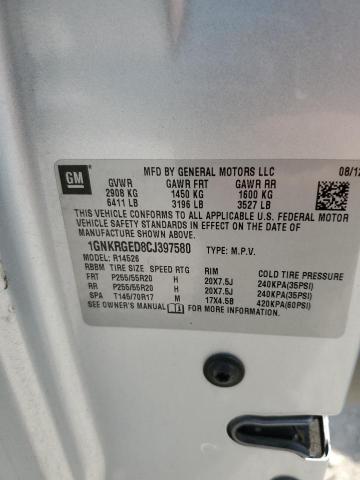 Photo 14 from auction – 2012 CHEVROLET TRAVERSE L with VIN 1GNKRGED8CJ397580