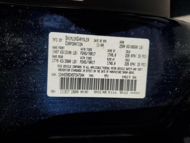 Photo 14 from auction – 2005 DODGE DURANGO LI with VIN 1D4HD58DX5F547344