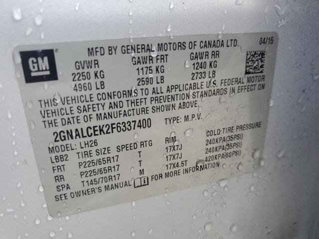 Photo 14 from auction – 2015 CHEVROLET EQUINOX LT with VIN 2GNALCEK2F6337400
