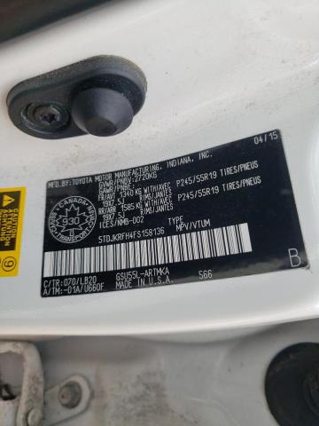 Photo 14 from auction – 2015 TOYOTA HIGHLANDER with VIN 5TDJKRFH4FS158136