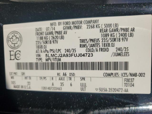 Photo 14 from auction – 2015 LINCOLN MKC with VIN 5LMCJ2A93FUJ04723