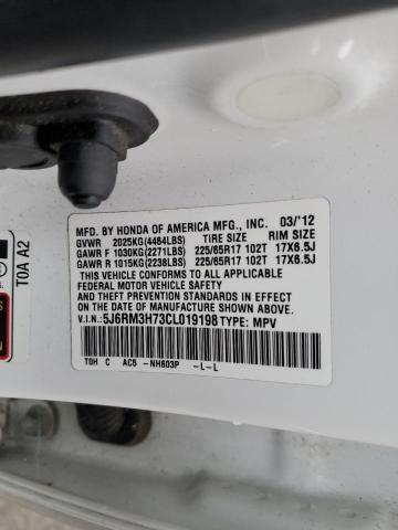Photo 14 from auction – 2012 HONDA CR-V EXL with VIN 5J6RM3H73CL019198