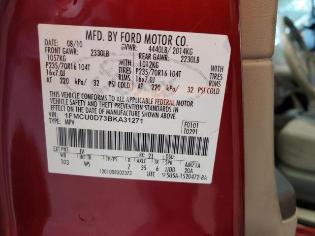 Photo 14 from auction – 2011 FORD ESCAPE XLT with VIN 1FMCU0D73BKA31271