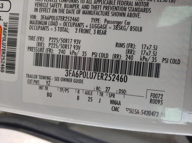 Photo 10 from auction – 2014 FORD FUSION SE with VIN 3FA6P0LU7ER252460