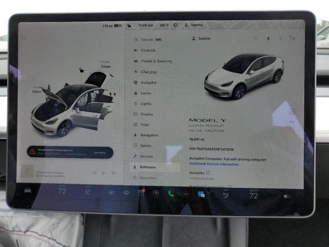 Photo 9 from auction – 2022 TESLA MODEL Y with VIN 7SAYGAEE0NF347509